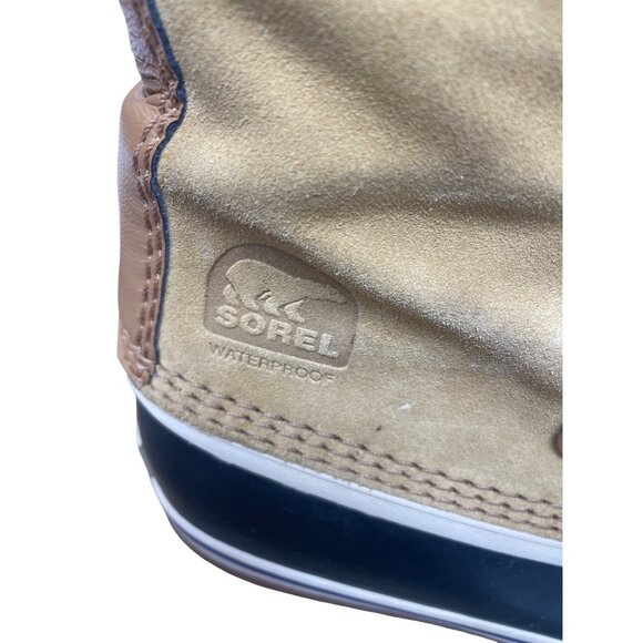 Sorel Joan of Arc Womans Tan Black Knit mid calf boots Sz 7 SKU 9565 - Picture 6 of 16